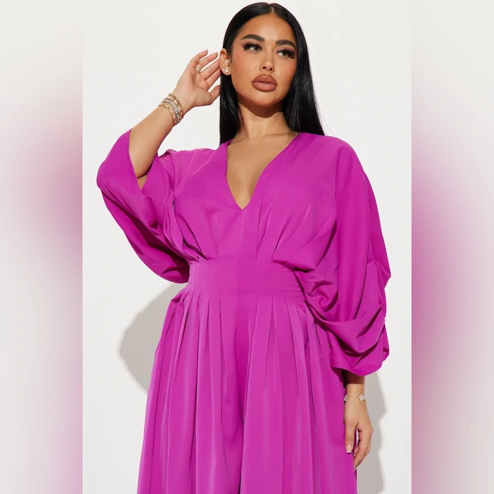 Beautiful Magenta Wide Leg Jumpsuit - Picture 5 of 16